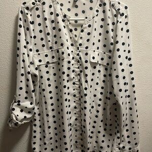 Polka Dot Blouse - Black and White
